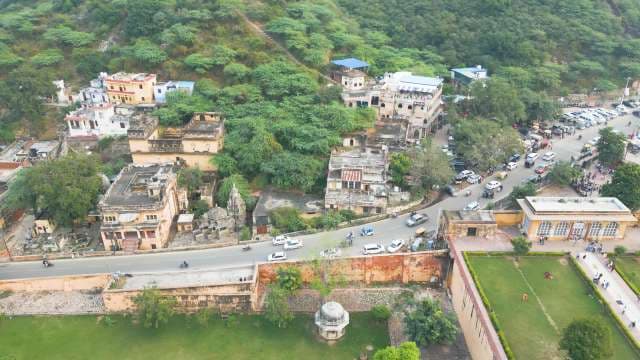 Stunning Aerial View of Historic Amer Fort Town in Jaipur India