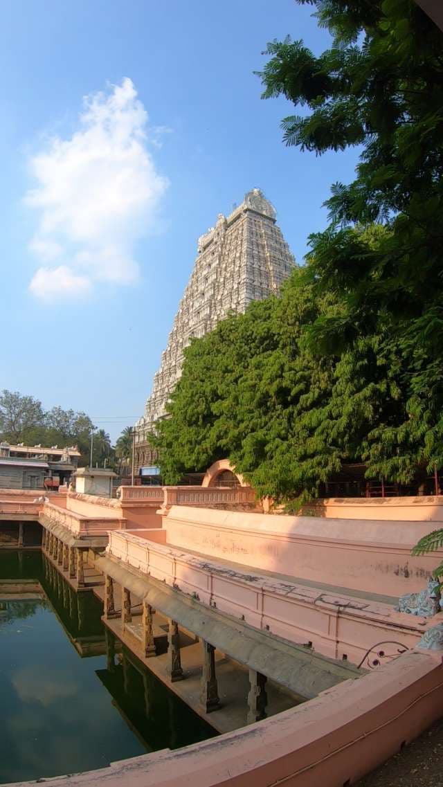 Majestic View of the Arunachaleswarar Temple Tower and Sacred Pond
