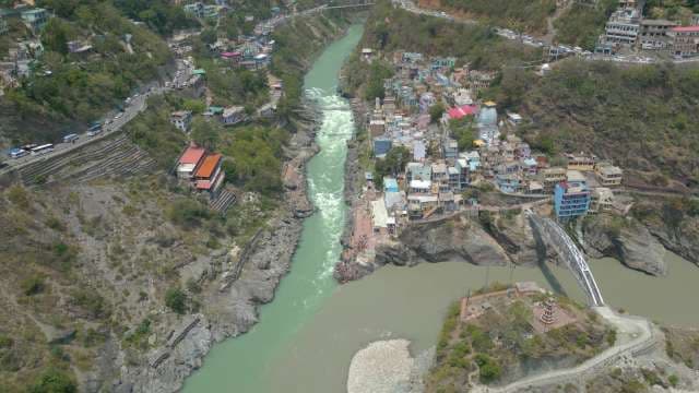 Breathtaking Aerial View of Devprayag Confluence Where the Ganges River Begins