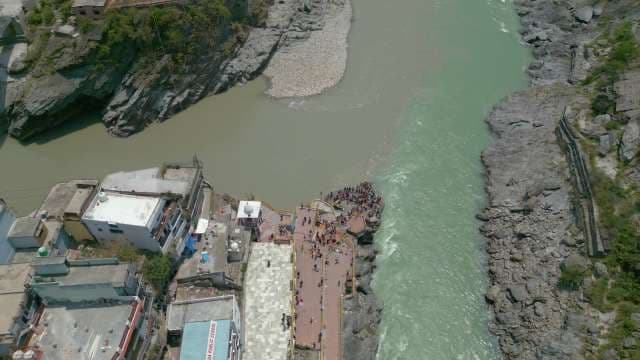 Stunning Aerial View of Devprayag Confluence in Uttarakhand India