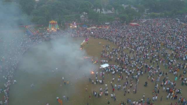 Vibrant Dussehra Festival Celebration with Large Crowds in India