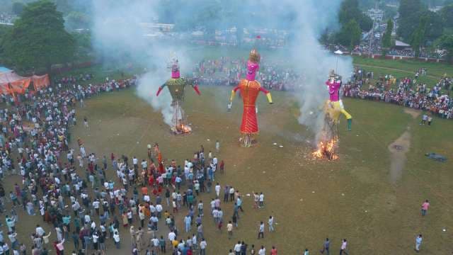 Spectacular Dussehra Celebration Featuring the Burning of Massive Ravana Effigies