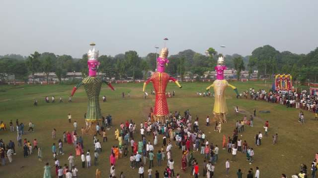 Large Ravana Effigies Prepared for Dussehra Festival Celebrations in India