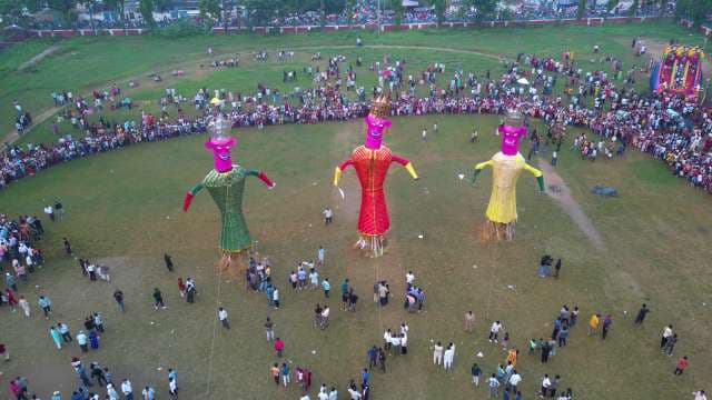 Vibrant Dussehra Celebration Featuring Massive Ravana Effigies in India