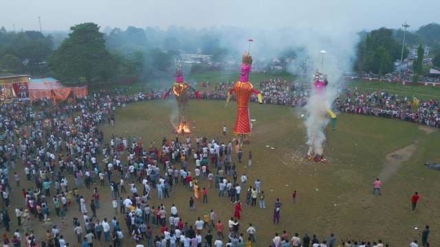 Spectacular Ravana Dahan Celebration During Dussehra Festival in India