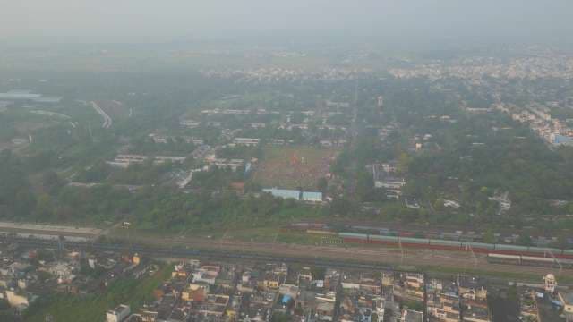 Spectacular Aerial View of Indian City During Dussehra Festival