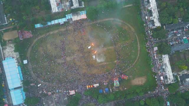 Aerial View of Massive Crowd Celebrating Dussehra Festival in India