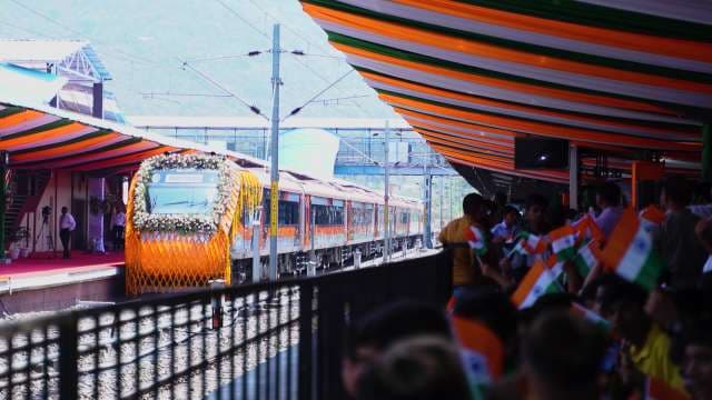 Inauguration Ceremony of the New Orange Vande Bharat Express in India