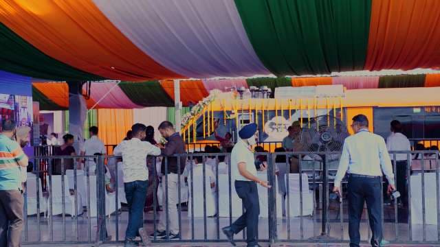 Vibrant Public Event Celebrating Indian Railway Achievements With National Decorations