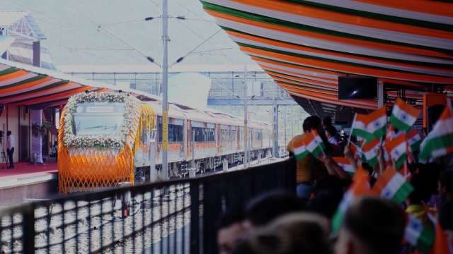 Grand Inauguration of Vande Bharat Express with Crowds and National Flags