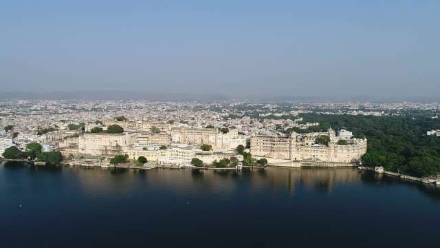 Majestic Aerial View of City Palace in Udaipur Rajasthan