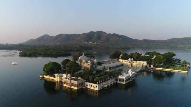 Majestic Jag Mandir Island Palace in Lake Pichola, Udaipur, India
