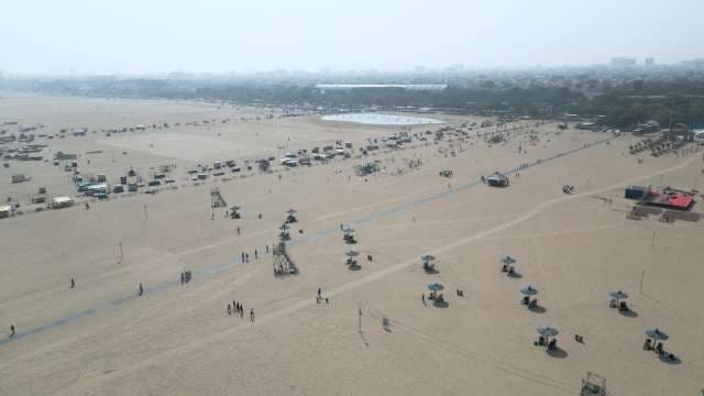 Aerial View of the Iconic Marina Beach in Chennai India