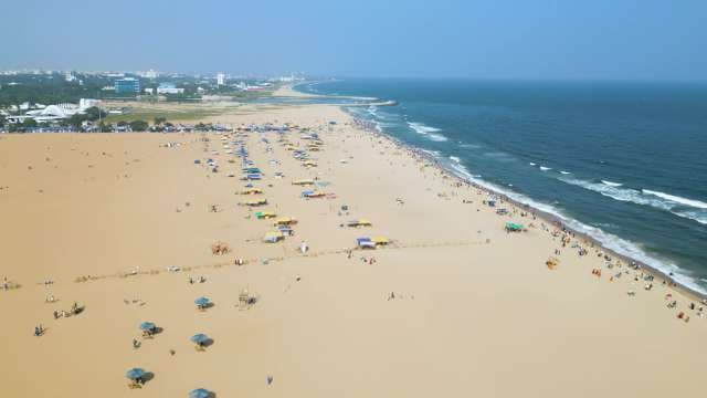 Breathtaking Aerial View of Marina Beach in Chennai, India