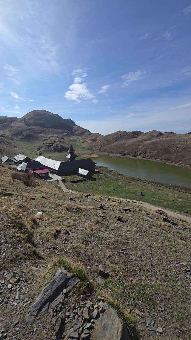Panoramic View of Prashar Lake and Rishi Temple in Himachal Pradesh