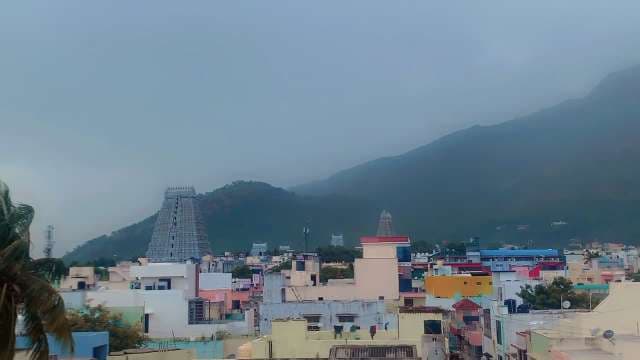 Tiruvannamalai Cityscape with Ancient Temple and Annamalai Hill