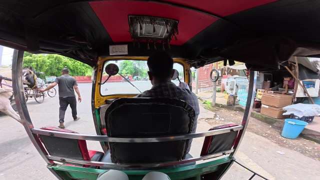POV Auto Rickshaw Ride Through Busy Indian City Street