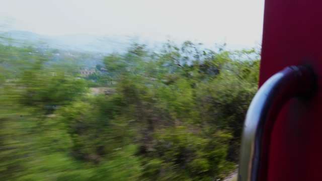 Scenic Motion Blur View from Moving Train Window