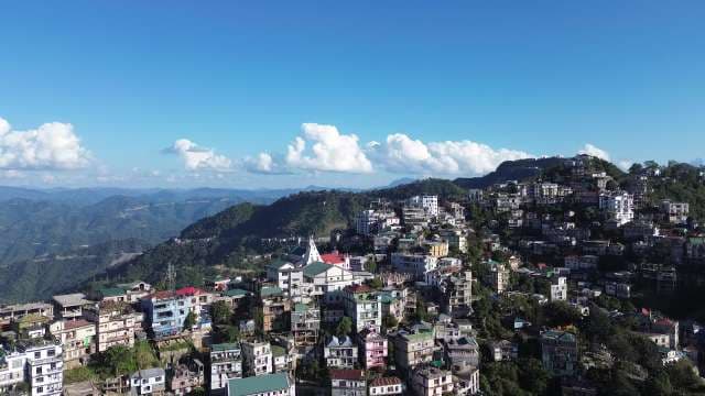 Panoramic Aerial View of Aizawl City Hillside in Mizoram India