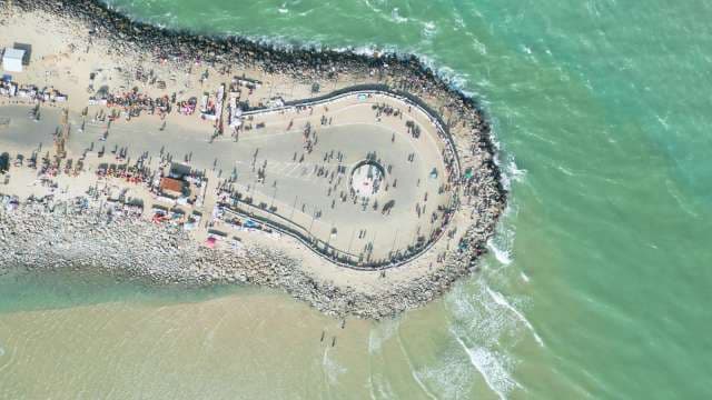 Aerial View of Dhanushkodi Tip Pier and Coastal Market