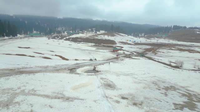 Scenic Aerial View of Snowy Gulmarg Landscape in Kashmir