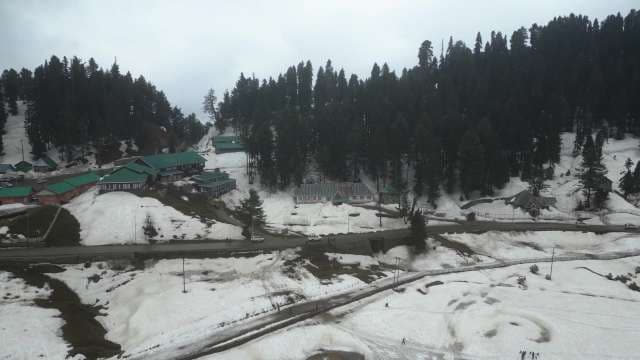 Aerial Winter View of Gulmarg Mountain Resort and Snow Landscapes, Srinagar