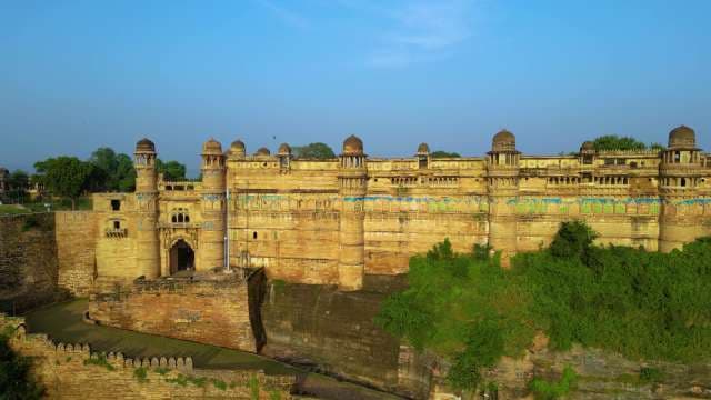 Majestic Aerial View of Historic Gwalior Fort in India