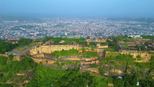 Aerial View of Majestic Gwalior Fort and Cityscape in India