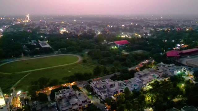 Aerial View of Urban Residential Neighborhood at Pink Dusk, Ludhiana