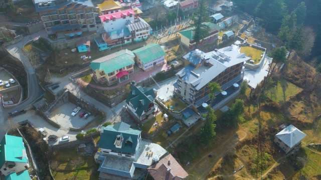 Aerial View of Himalayan Resort Town and Mountain Architecture of Manali