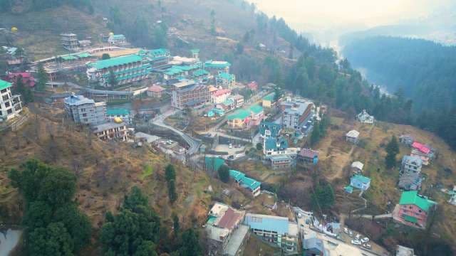 Aerial View of Scenic Mountain Resort Town in Manali India