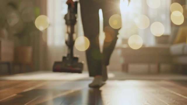 Sunlit Home Cleaning with Modern Cordless Vacuum