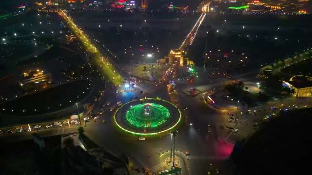Aerial Night View of 1090 Crossing Roundabout in Lucknow India