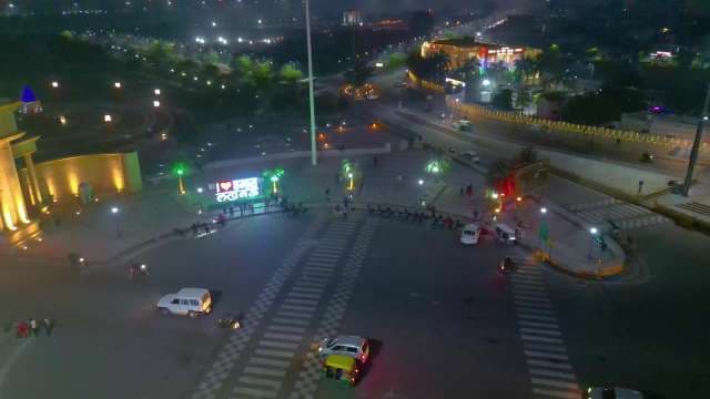 Aerial Night View of Illuminated I Love Lucknow Sign
