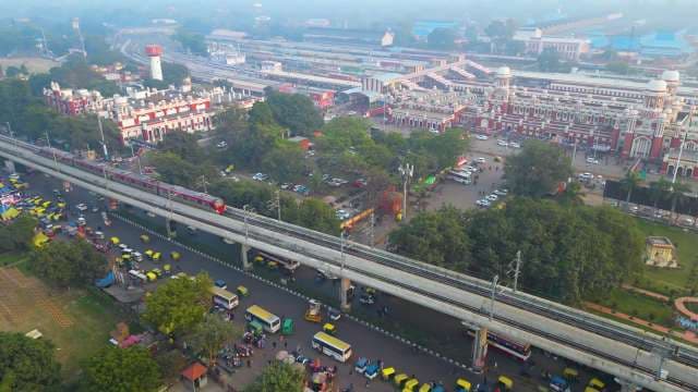 Aerial View of Lucknow Charbagh Railway Station and Urban Transport