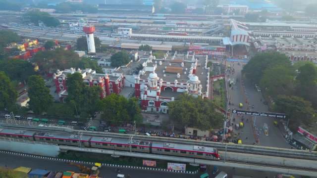 Aerial View of Charbagh Railway Station and Metro in Lucknow India