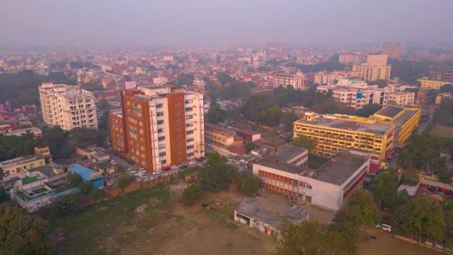 Aerial View of Hazy Lucknow Cityscape at Sunrise