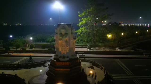 Illuminated Buddha Statue at Ambedkar Memorial Park Lucknow India