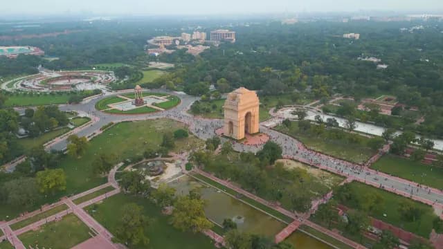 Aerial View of India Gate Monument in New Delhi India