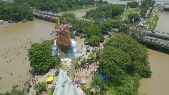 Aerial View of Giant Lord Shiva Statue in Haridwar India