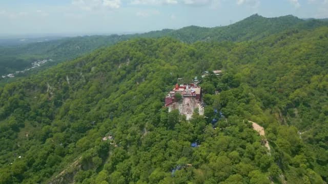 Aerial View of Mansa Devi Temple on Haridwar Mountain Peak