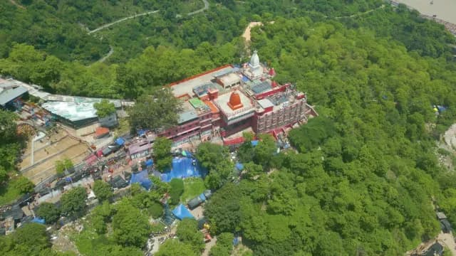 Aerial Drone Shot of Mansa Devi Temple in Haridwar India