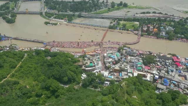 Aerial View of Har Ki Pauri Pilgrimage in Haridwar India