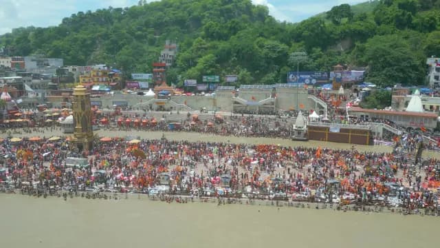 Har Ki Pauri Ghat Crowds at Ganges River in Haridwar India
