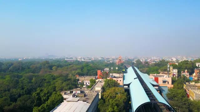 Delhi Metro Station and Jhandewalan Hanuman Statue Skyline