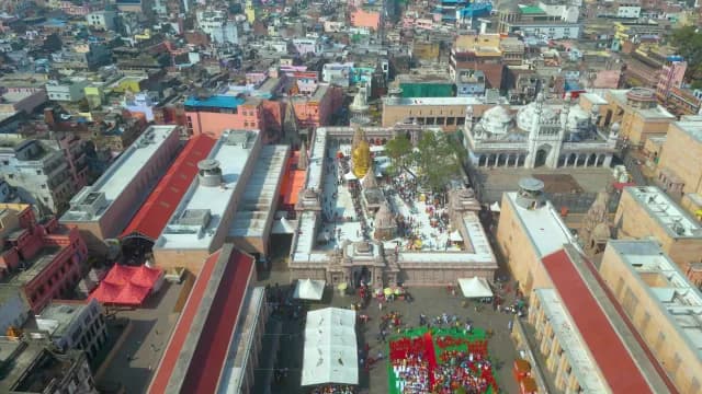 Aerial View of Kashi Vishwanath Temple and Gyanvapi Mosque in Varanasi