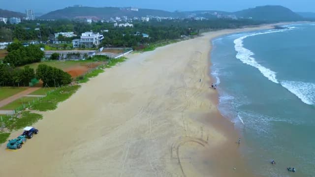 Aerial View of Rishikonda Beach and Cityscape in Visakhapatnam India