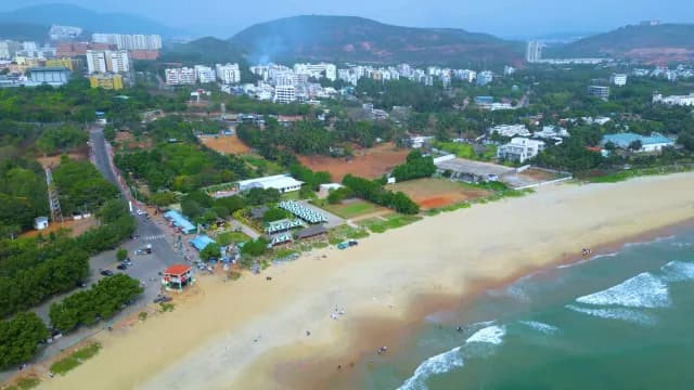 Aerial View of Rushikonda Beach and Visakhapatnam Coastal Cityscape