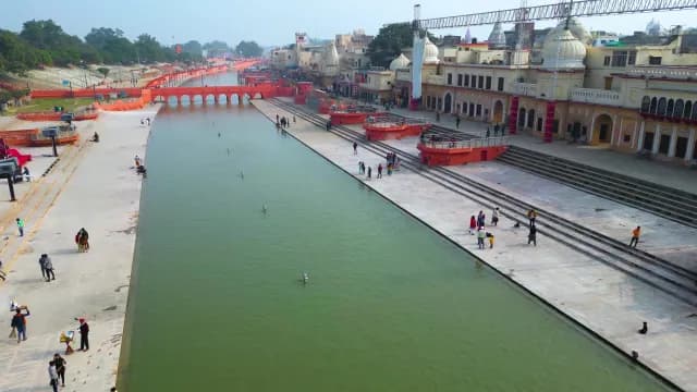 Aerial View of Ram Ki Paidi Ghats in Ayodhya India