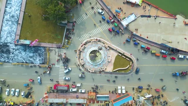 Aerial Top-Down View of Lata Mangeshkar Chowk in Ayodhya